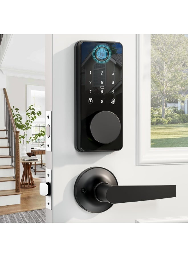 Fingerprint Door Lock, Smart Electronic Door knob With TUYA Bluetooth, Biometric Door Lock ，App Control, Keyless Entry Door Lock For Bedroom, Apartment, Office - Image 1